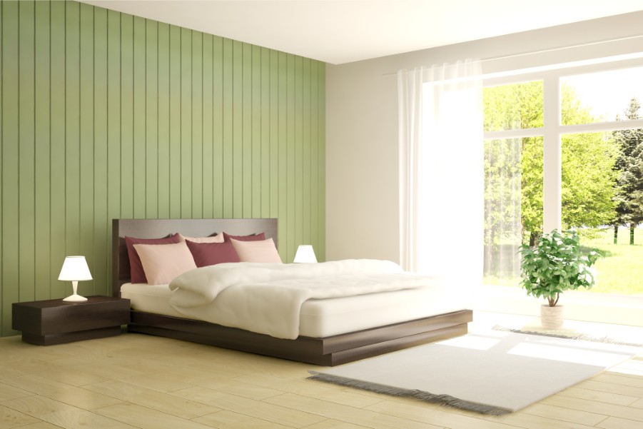 accent wall bedroom avocado