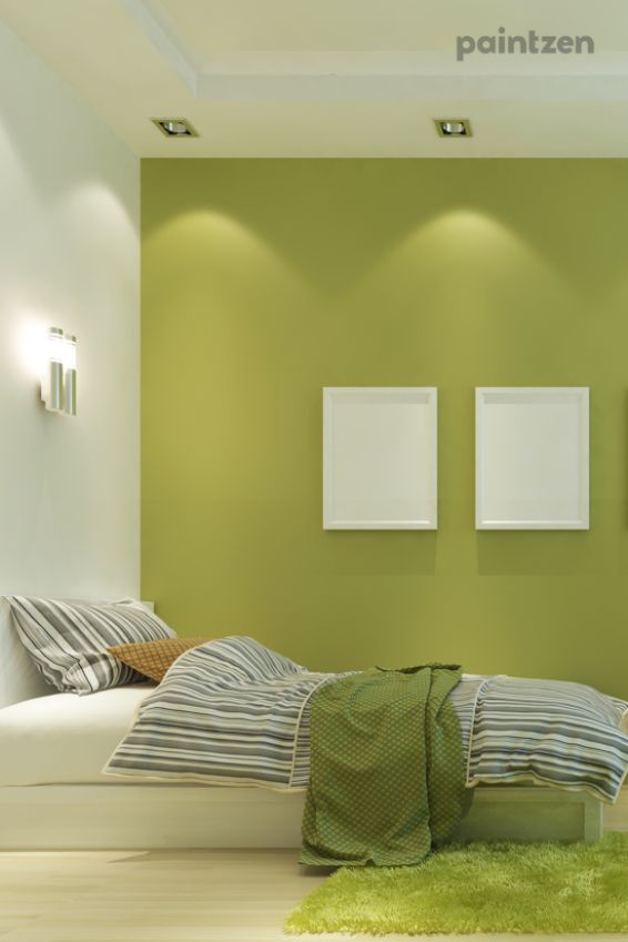 avocado green accent wall