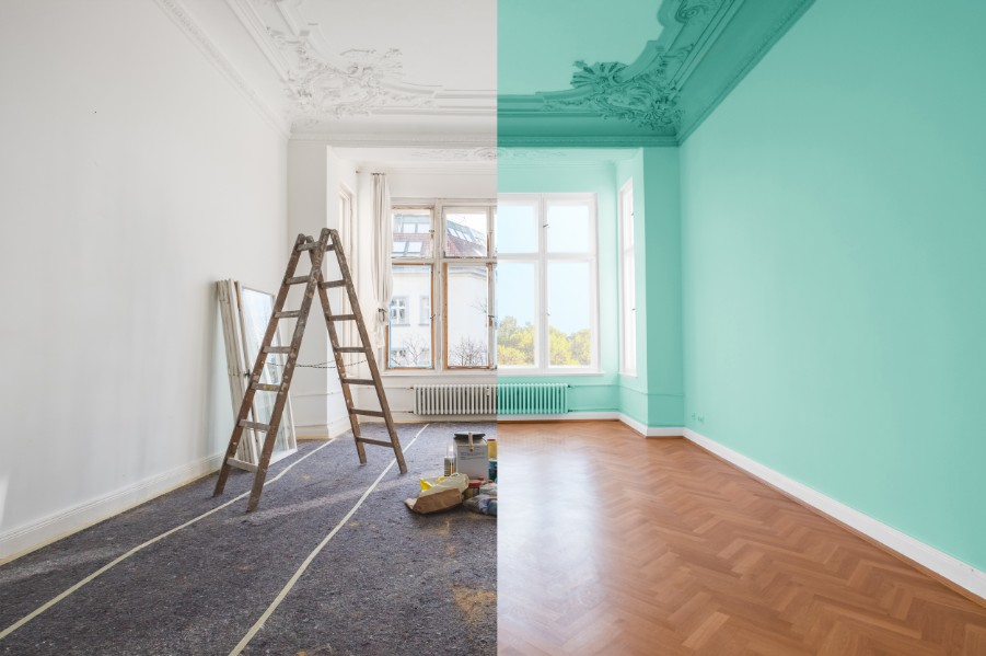 before and after teal ceiling paint idea