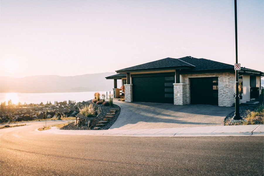 black garage door exterior