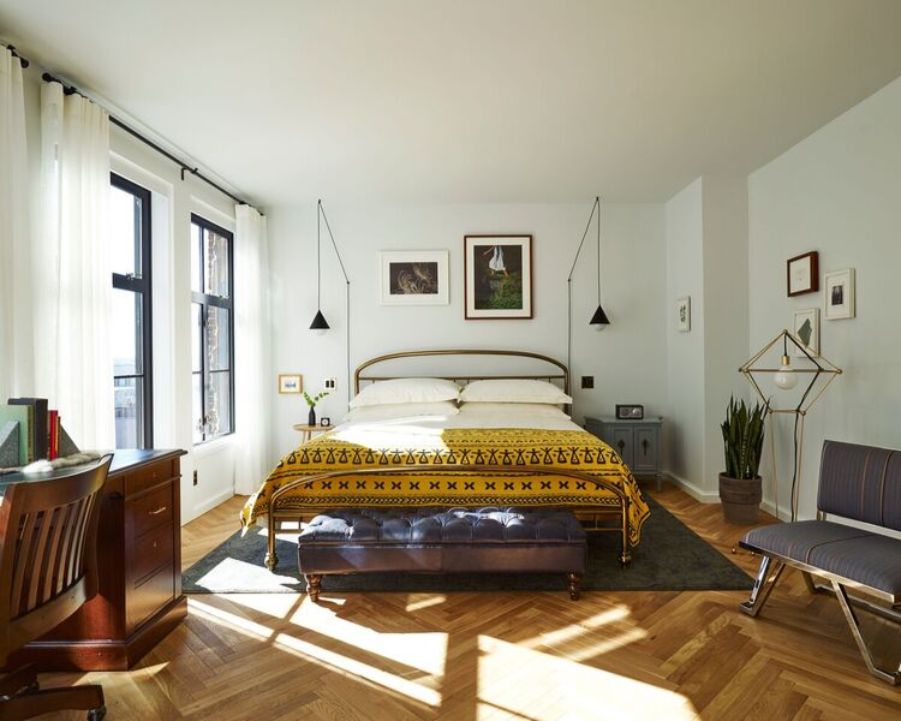 boho bedroom white walls