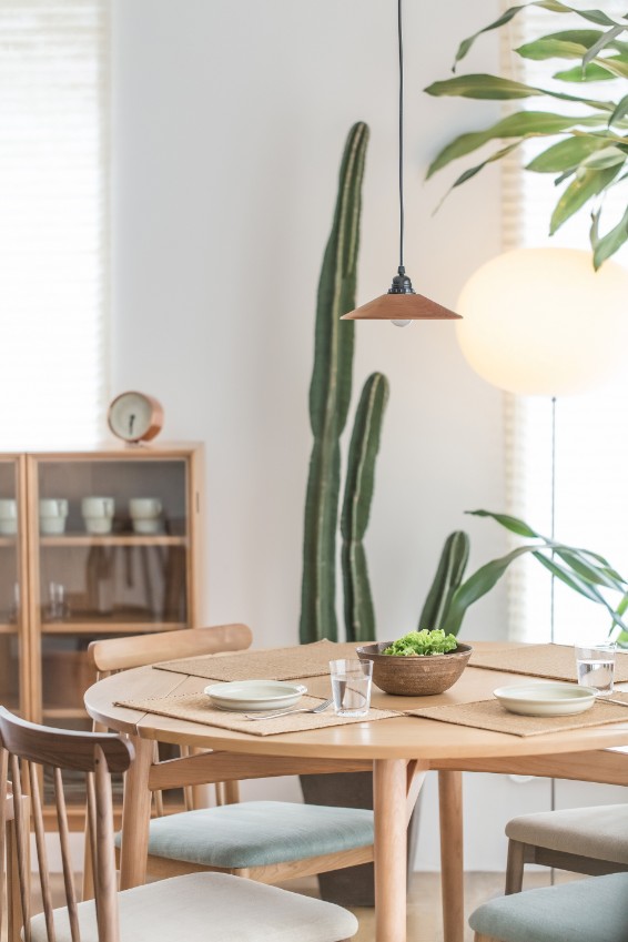 breakfast nook green plants