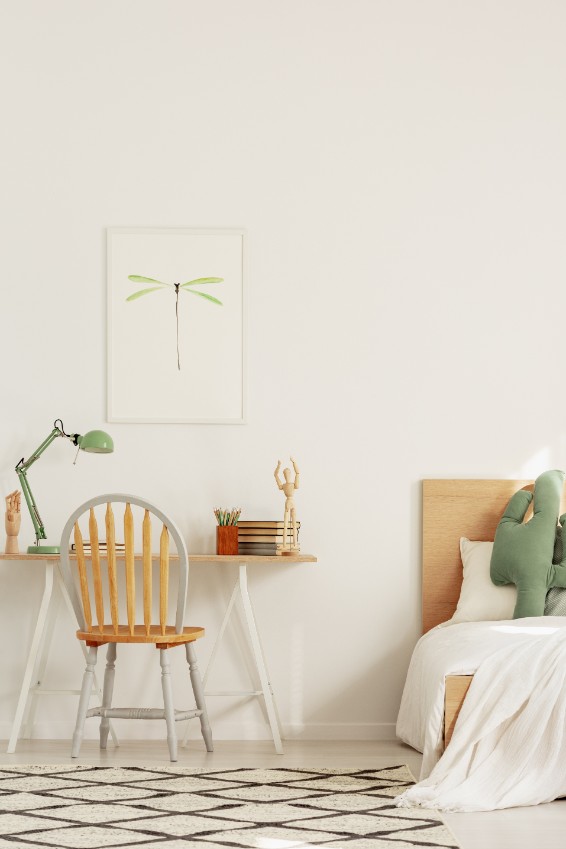 desk in bedroom white paint