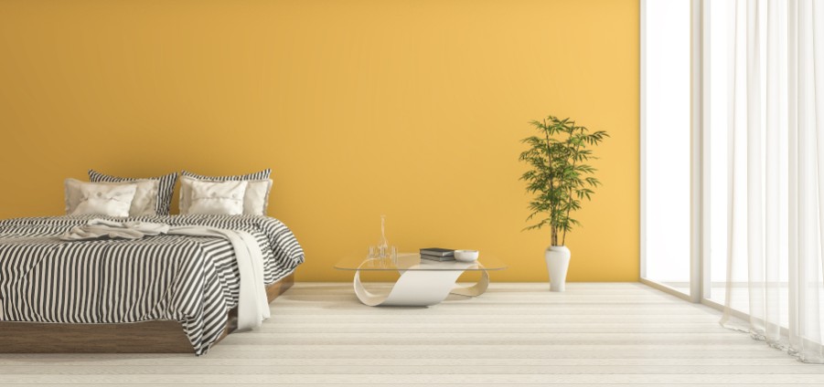 golden yellow bedroom