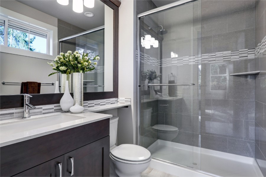 guest bathroom gray brown