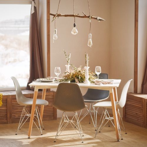 soft white dining area