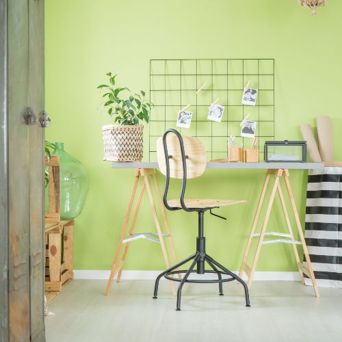 green yellow (lime) home office walls