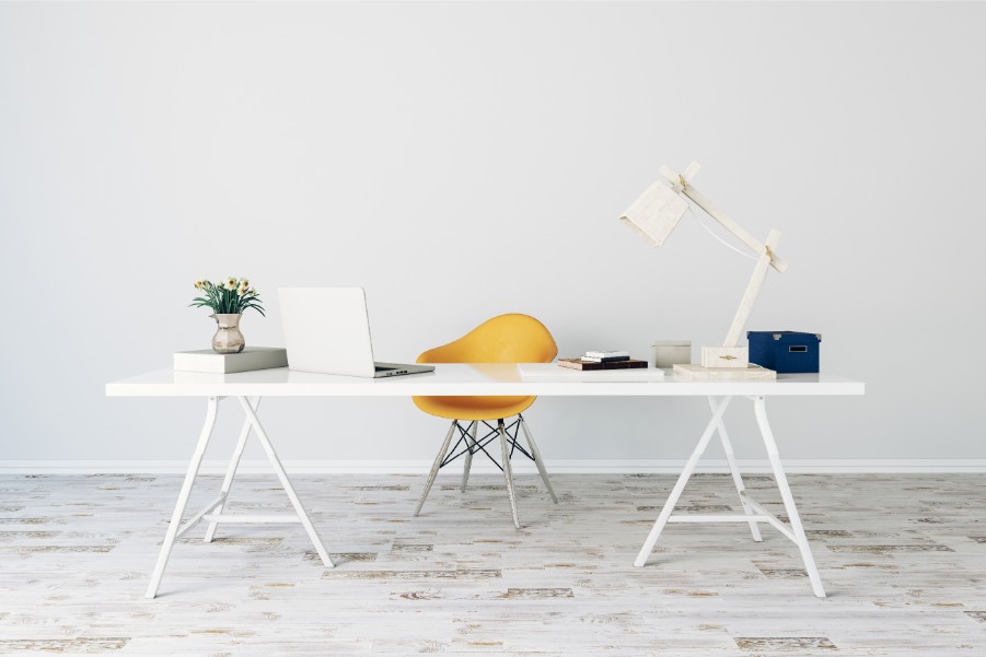 office white desk and walls