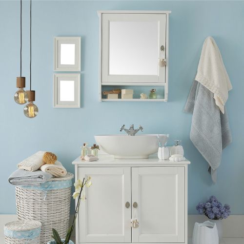 baby blue painted bathroom