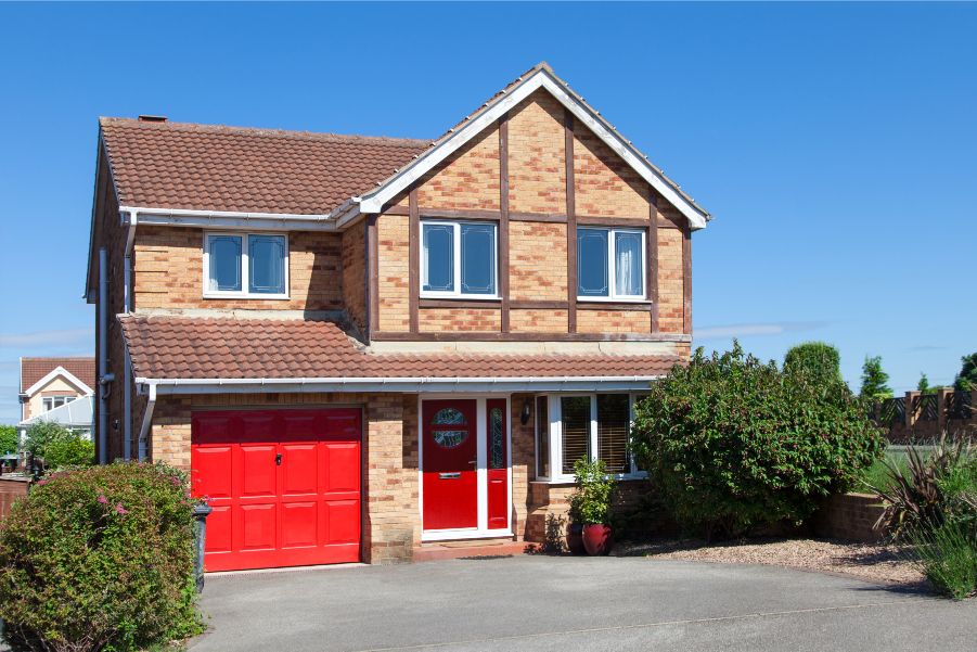 red garage door