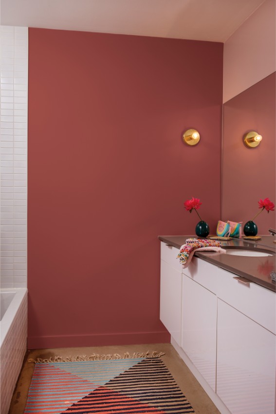 red pink bathroom