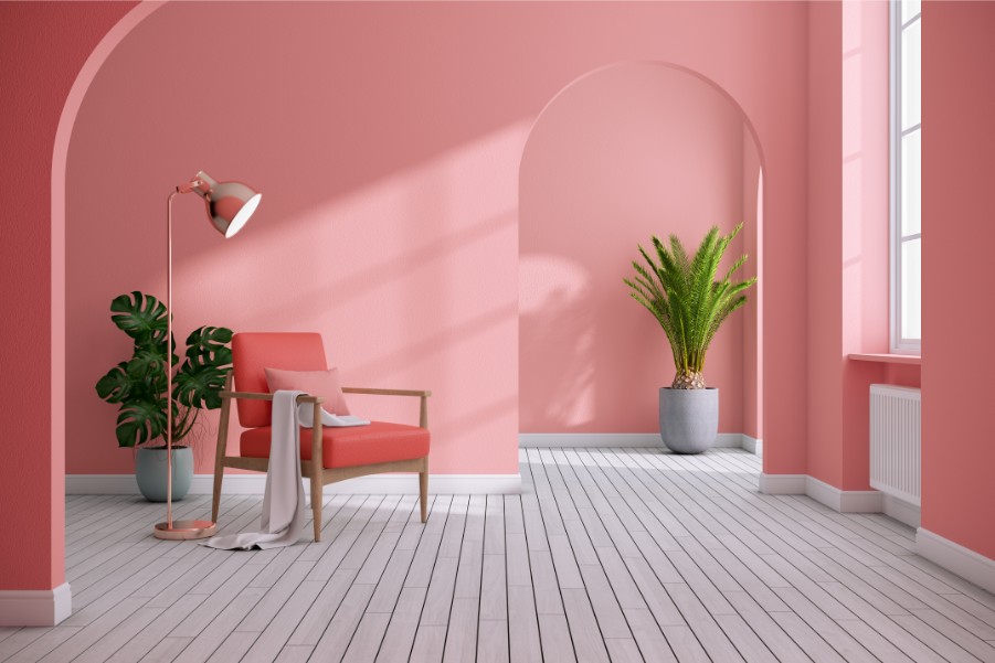 salmon pink walls