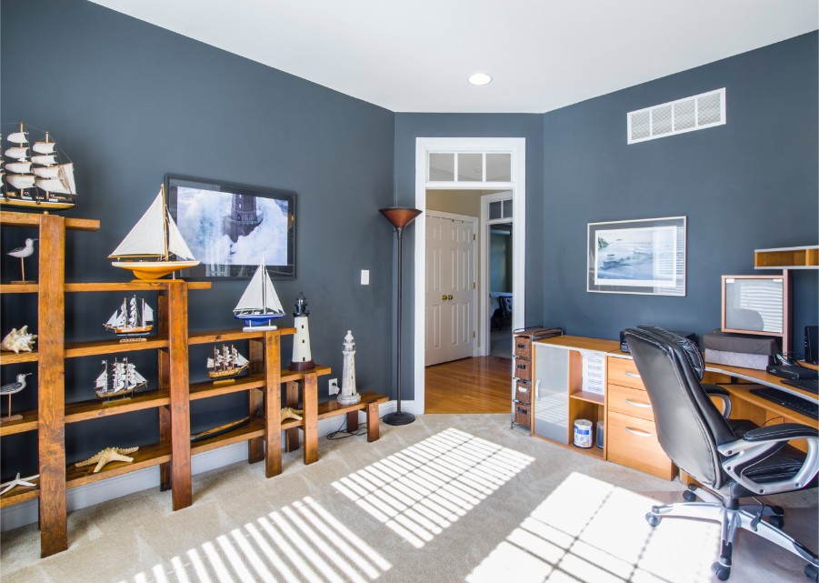 slate blue home office