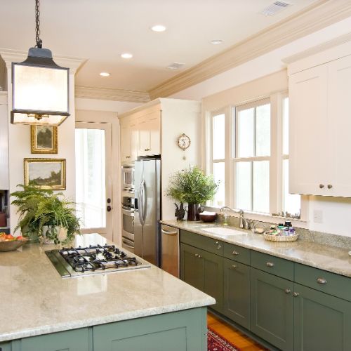 green kitchen cabinets