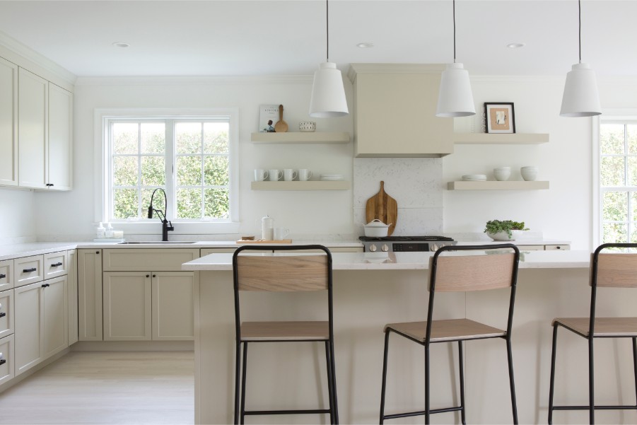 white cream kitchen cabinets