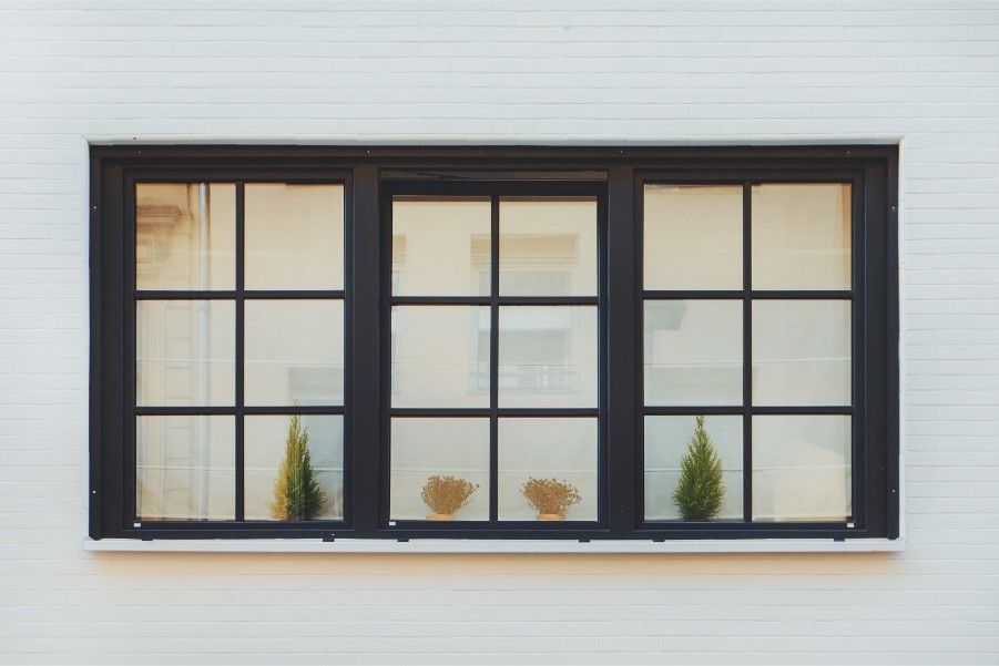 white exterior black trim