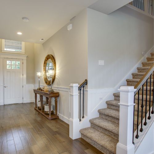 beige white entryway and hallway