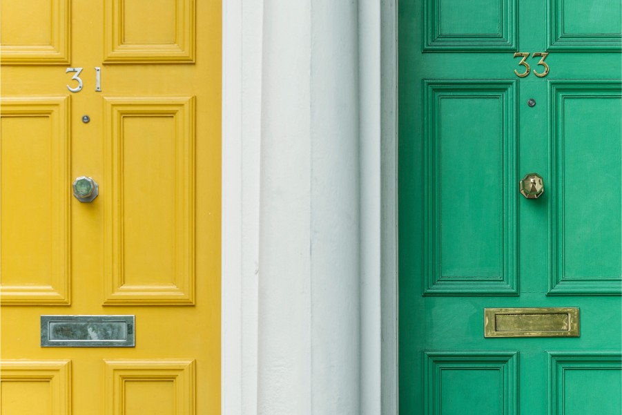 yellow green front door